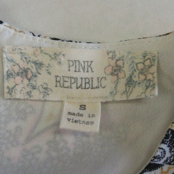 PINK REPUBLIC Sleeveless Bohemian Shift Dress Womens Sz S Black Pink Boho Print - Picture 8 of 12